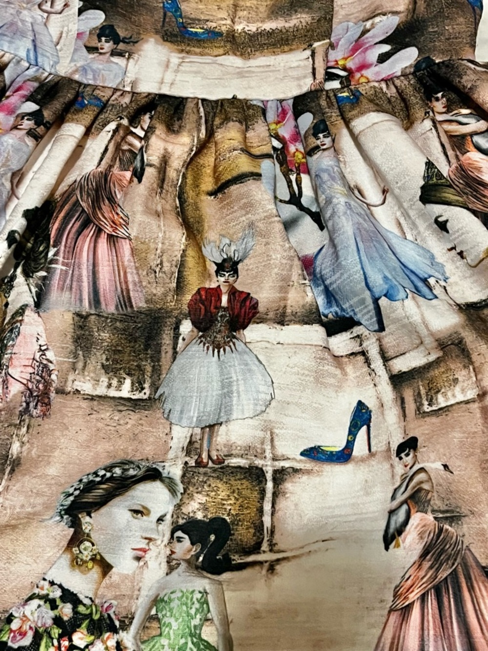 Tatyana Artistic Printed Fit-and-Flare Dress in Multicolor Size L - Picture 4 of 9